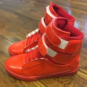 Supra high top bright patent red size 10
